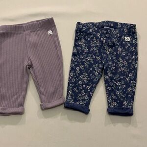 Cozy Kids Leggings Set - Lavender and Floral Navy